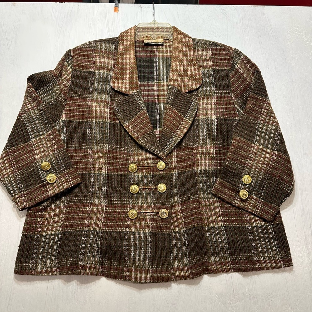 Plaid Double-Breasted Women's Jacket - Picture 3 of 9